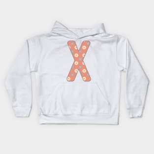 MONOGRAM LETTER X PINK FLORAL TYPOGRAPHY DESIGN Kids Hoodie